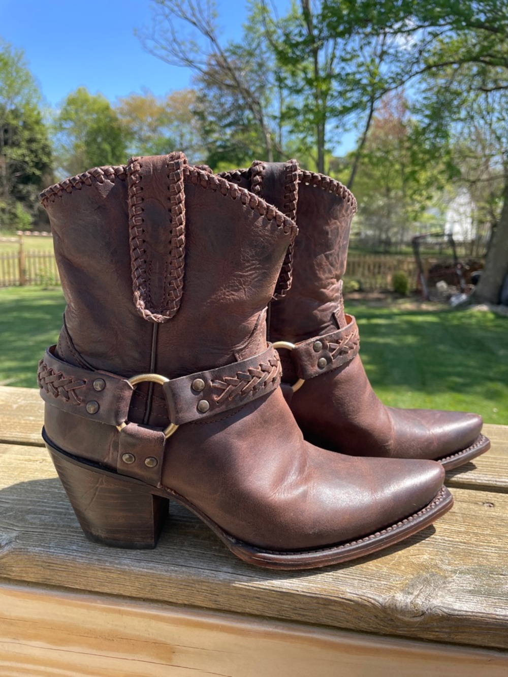 Boot Barn Cleo + Wolf Sz 7.5 Women’s Brown Leather Western Ankle Boots